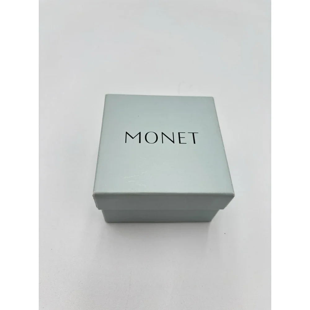 MONET Happy Birthday Cake Trinket Box Enamel Rhinestone Gold Tone w Gift Box